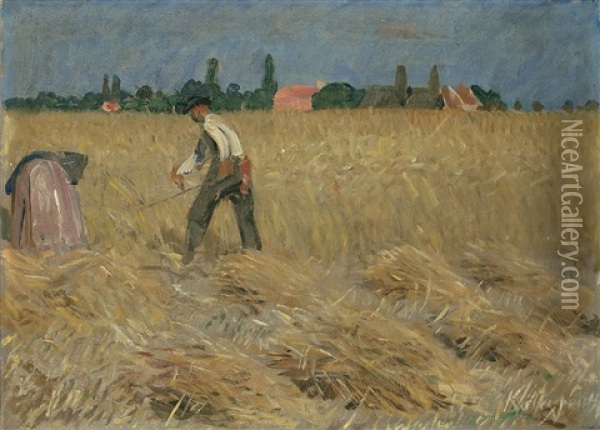 Schnitter Bei Der Getreideernte Oil Painting - Karl Walter Leopold von Kalckreuth