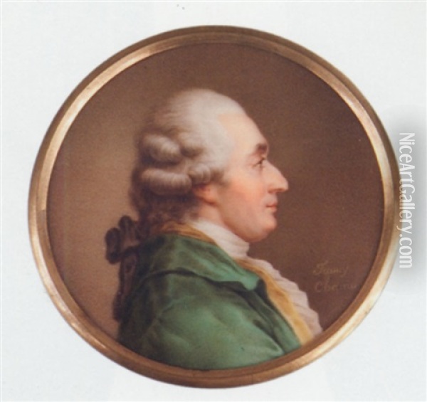 Portrait De Monsieur De Lavoisier (?) En Redingote Verte, Gilet Jaune Et Cravate Blanche Oil Painting - Fanny Charrin
