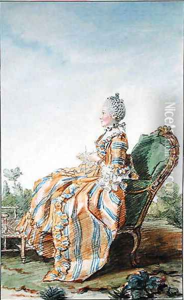Madame de Charmilly, 1760 Oil Painting - Louis Carrogis Carmontelle