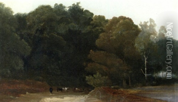 Chemin Au Bord De La Foret Oil Painting - Paul Huet