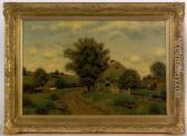 Landscape With A Cottage Oil Painting - Henry Pember Smith