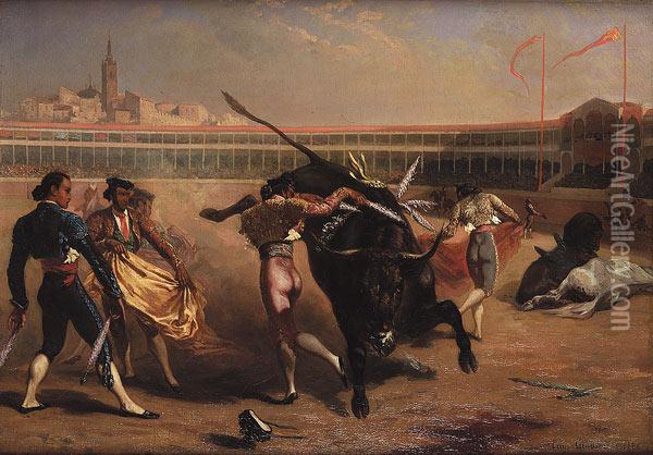 Bull Fighters Oil Painting - Eugene Louis Ginain