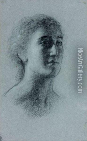 Portrait De Femme De Trois-quarts Oil Painting - Alexandre Hesse