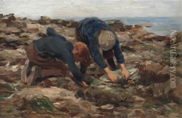 The Cockle Pickers Oil Painting - William Marshall Brown