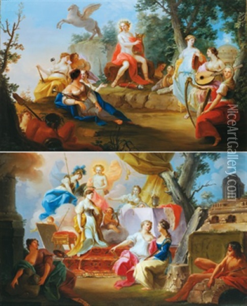 Apollo Und Die Musen (+ Allegorie Der Kunste; Diptych) Oil Painting - Mariano Rossi