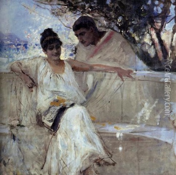 Horace And Lydia (horatius Och Lydia) Oil Painting - Albert Edelfelt