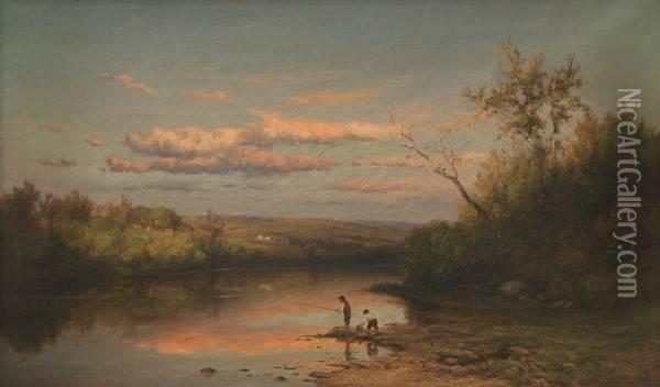 The Housatonic River, Near Milford, Connecticut Oil Painting - Hendrik D. Kruseman Van Elten