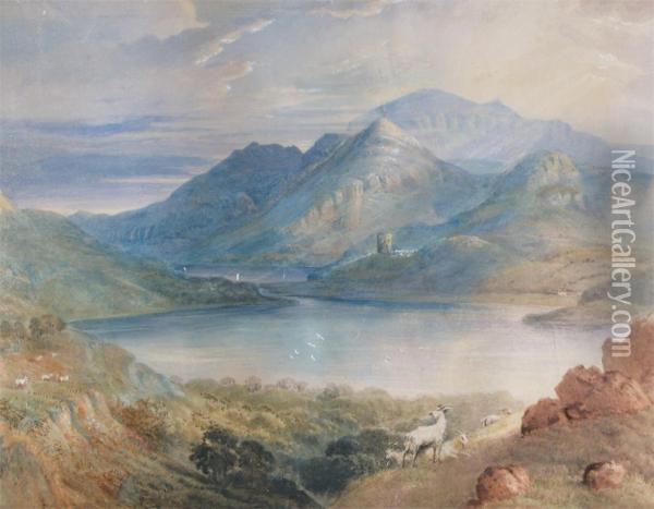 Snowdon From Llanberis Lake Oil Painting - Henry G. Gastineau