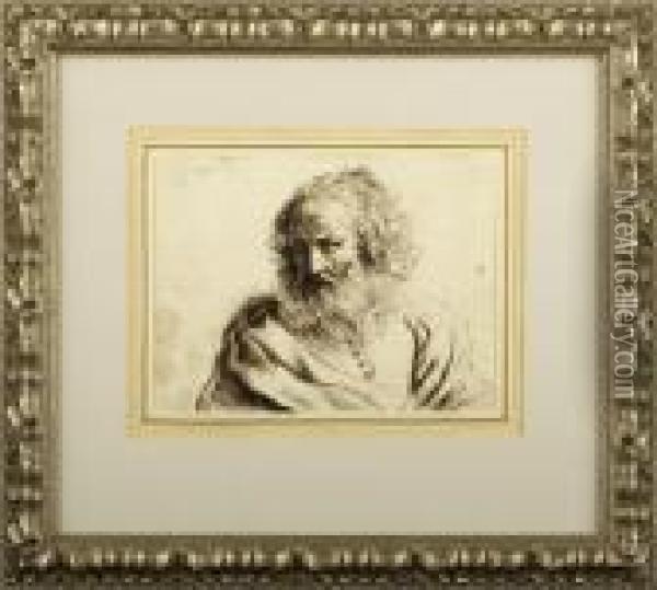 Bearded Old Man Oil Painting - Francesco Bartolozzi