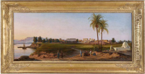 Vue Du Site Archeologique De Karnak Oil Painting - Nestor L Hote