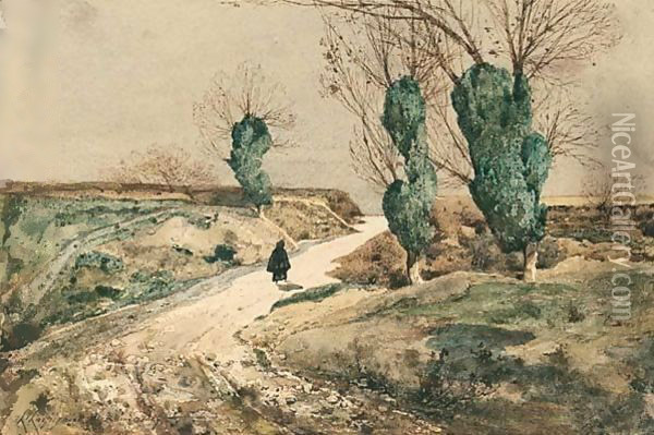 Le Chemin Creux Oil Painting - Henri-Joseph Harpignies