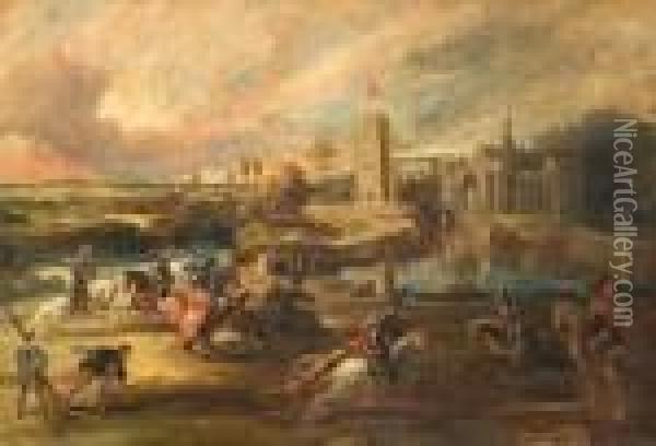 Le Tournois Pres Des Fosses Du Chateau De Steen Oil Painting - Peter Paul Rubens