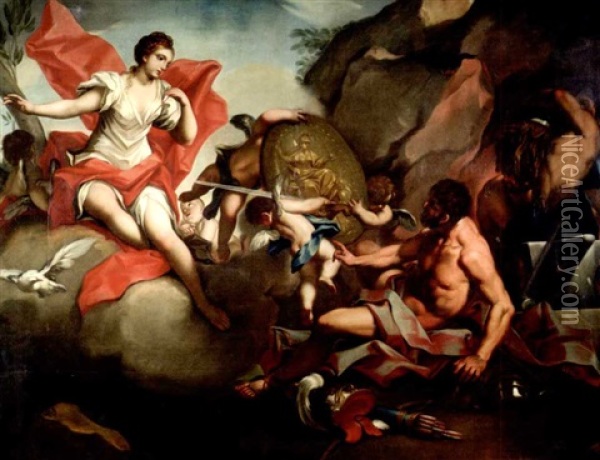 Venus Bittet Mars, Die Waffen Fur Aeneas Zu Schmieden Oil Painting - Antonio Balestra
