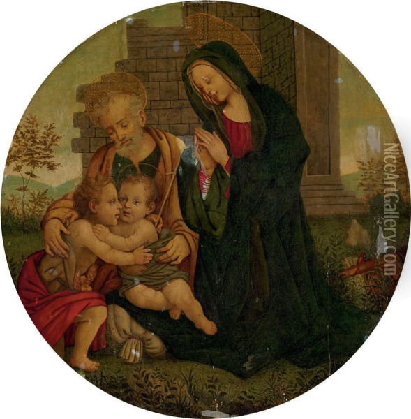 The Holy Family With The Infant Saint John The Baptist Oil Painting - Filippino Lippi