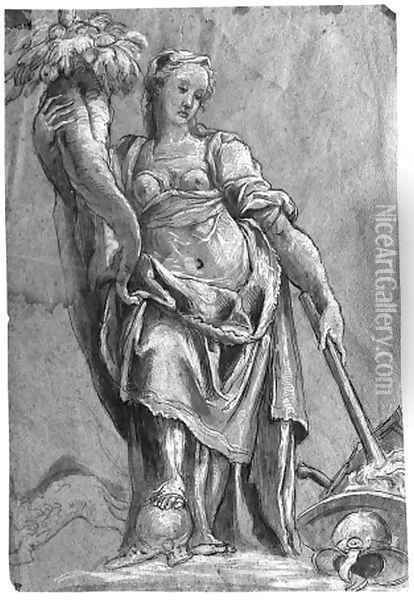 An allegorical figure of Peace Oil Painting - Niccolo dell' Abbate