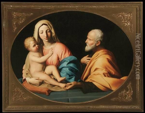 Manner Of Giovanni Battista Salvi , The Holy Family Oil Painting - Giovanni Battista Salvi
