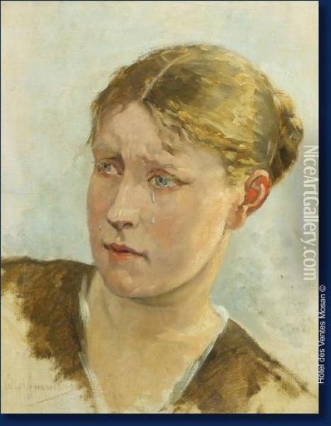 Jeune-femme En Pleurs Oil Painting - Edouard Agneessens