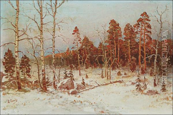 Wintry Landscape Oil Painting - Eugen Taube