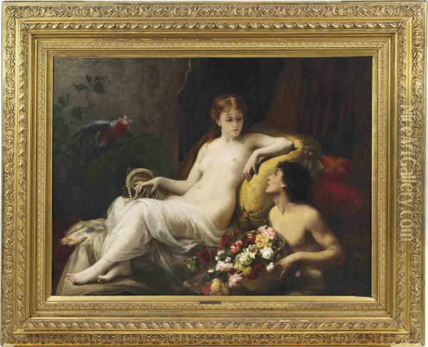 Reclining Female Nude Oil Painting - Anais Beauvais