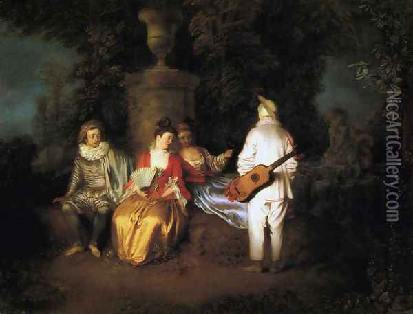 La Partie carrée Oil Painting - Jean-Antoine Watteau