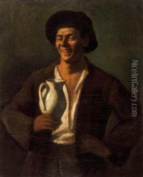 Young Man With Pitcher (self-portrait) Oil Painting - Dezso Czigany