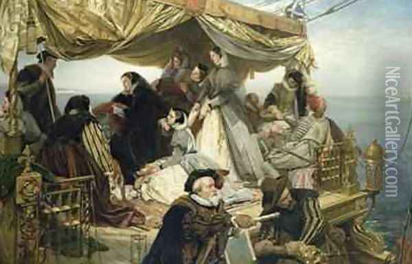 Mary Stuarts Farewell to France 1862 Oil Painting - Henry Nelson O'Neil