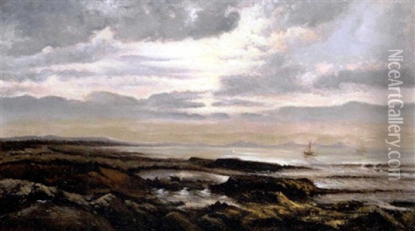 Seascape With A Boat On The Horizon Oil Painting - Theodore Rousseau