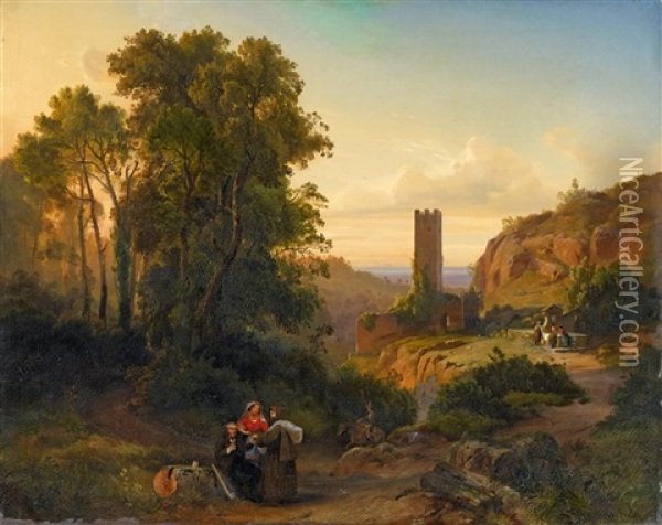 Italienische Landschaft Oil Painting - Carl Maria Nicolaus Hummel