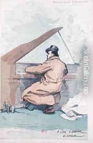 Emmanuel Chabrier 1841-94 at the piano Oil Painting - Detaille, Jean-Baptiste Edouard