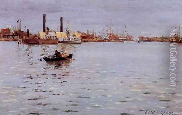 The East River Oil Painting - William Merritt Chase