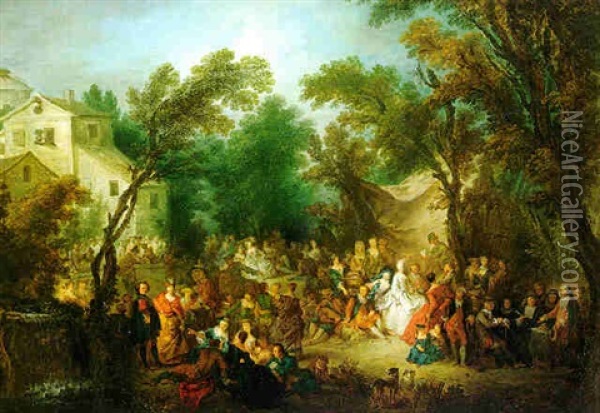 The Signing Of A Wedding Contract In A Village Oil Painting - Jean-Baptiste Pater