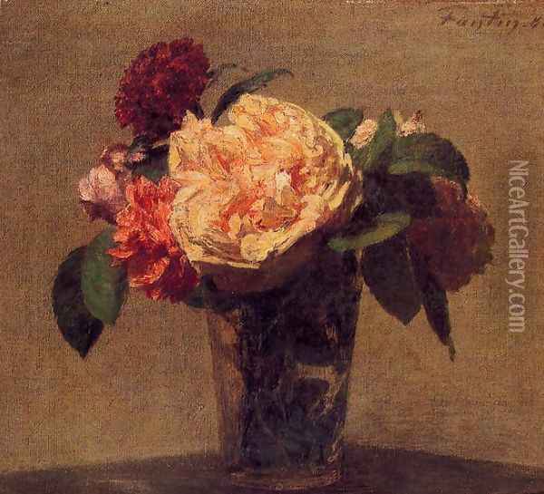 Flowers in a Vase Oil Painting - Ignace Henri Jean Fantin-Latour