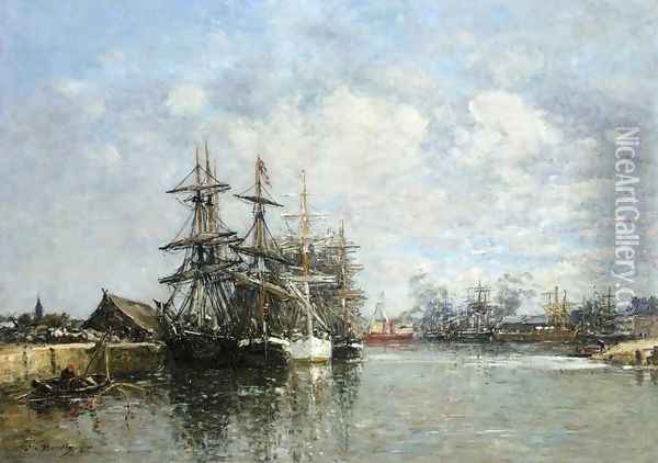 Le Havre, The Boat Basin Oil Painting - Eugene Boudin