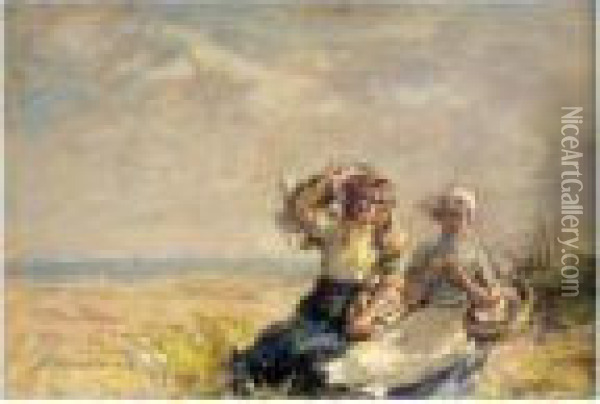 A Windy Day By The Coast Oil Painting - Robert Gemmell Hutchison
