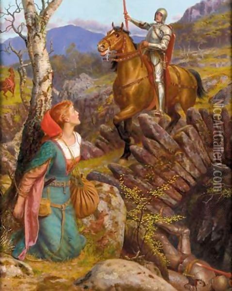 Overthrowing the Rusty Knight 1908 Oil Painting - Arthur Hughes