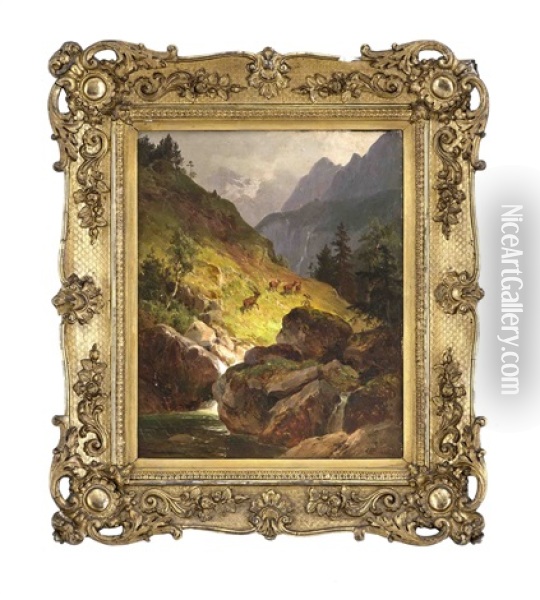 Tiroler Landschaft Oil Painting - Hans Heinrich Juergen Brandes
