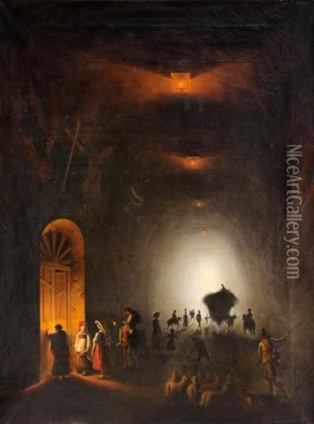 Tunnel In Possillipo, Naples Oil Painting - Friedrich Nerly