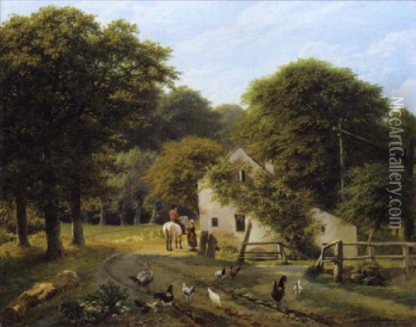 Het Gesprek Oil Painting - Hendrik Josef Franciscus van der Poorten