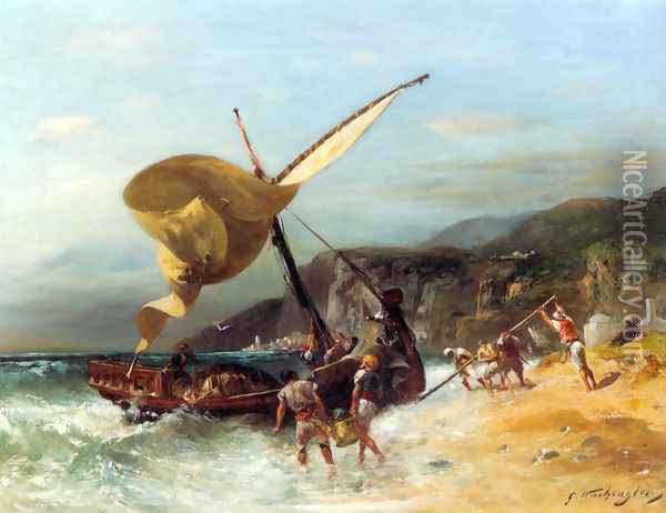 The Fishermen's Departure Oil Painting - Georges Washington