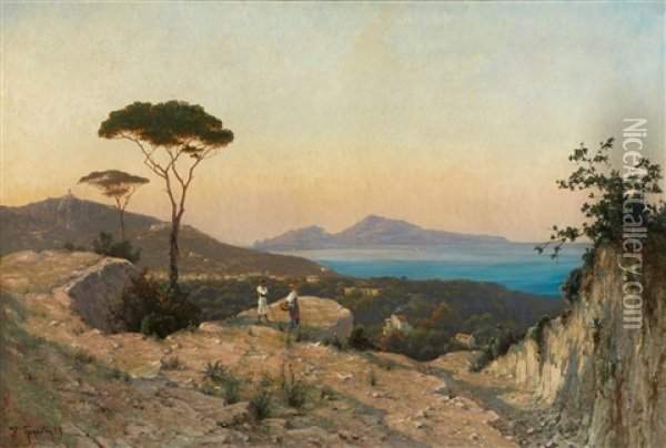 Southern Coastal Landscape Oil Painting - Heinrich Gogarten