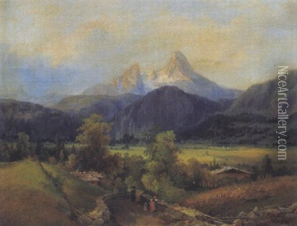 Eine Alpenlandschaft Oil Painting - Georg Geyer