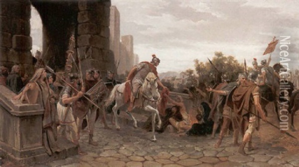 Scena Romana Oil Painting - Edmond Pierre Henri Adolphe Silvestre du Perron