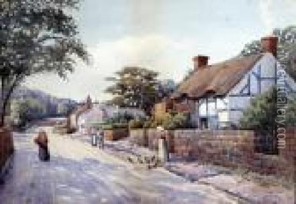 Burton Village Near Neston, Cheshire Oil Painting - Warren Williams