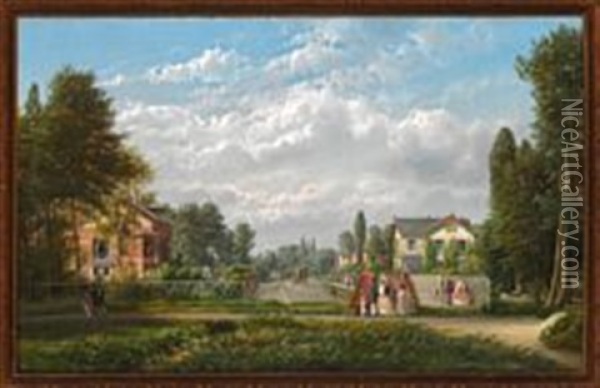 View Of The Actress Mrs Heiberg's Villa On Rosenvaengets Alle Oil Painting - Ferdinand Richardt