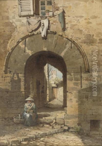 The Norman Arch, Old Town, Hyeres Oil Painting - Edward Henry Fahey