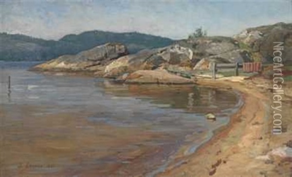 En Deilig Strand Oil Painting - Jahn Ekenaes