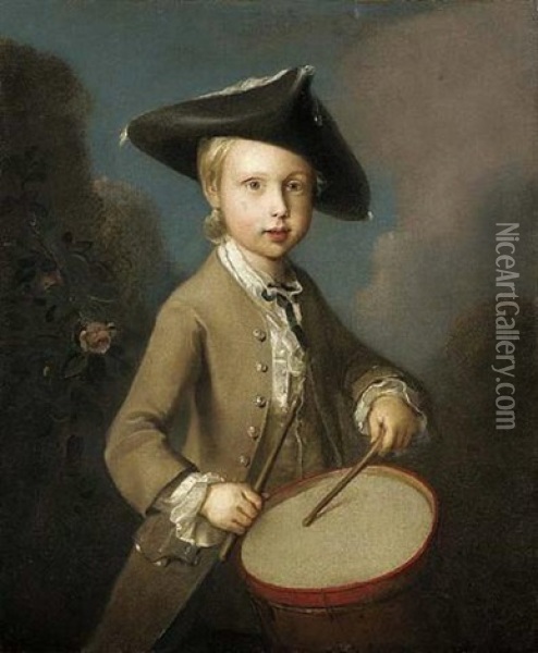 A Young Drummer Boy Oil Painting - Philip Mercier