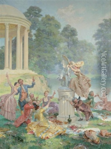 Le Temple De L'amour Oil Painting - Maurice Leloir