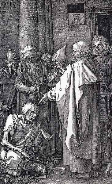St. Peter And St. John Healing The Cripple Oil Painting - Albrecht Durer