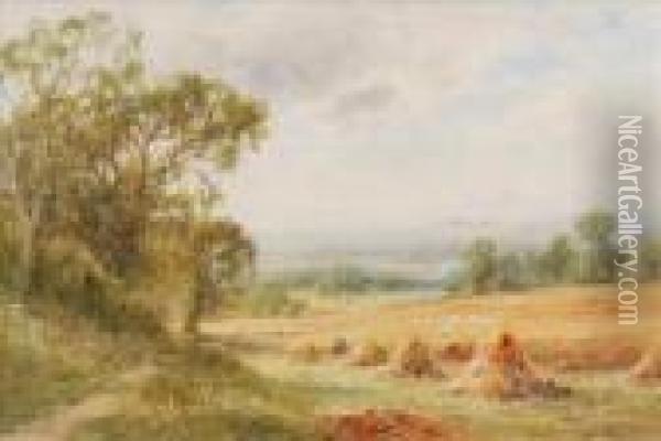 A Sussex Cornfield A Sussex Lane Oil Painting - Henry John Kinniard